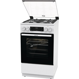 Gorenje, 70 L, width 50 cm, white - Gas cooker with electric oven