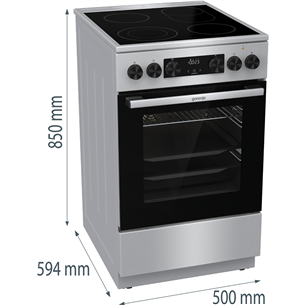 Gorenje, 70 L, width 50 cm, inox - Ceramic cooker with electric oven