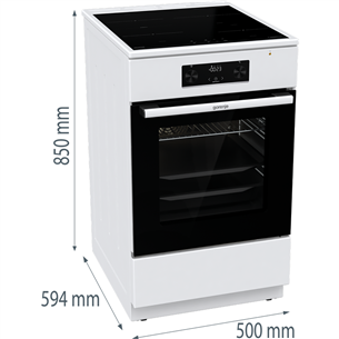 Gorenje, 70 L, plotis 50 cm, balta - Viryklė