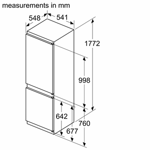 Bosch, Series 4, NoFrost, 260 L, aukštis 178 cm - Įmontuojamas šaldytuvas