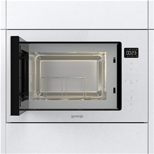 Gorenje, 25 L, 900 W, white - Built-in microwave with grill