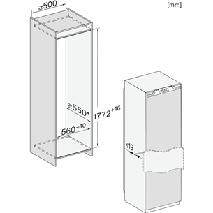 Miele, NoFrost, 213 L, aukštis 177 cm - Įmontuojamas šaldytuvas