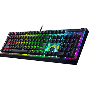 Razer BlackWidow V4 X Fortnite Edition, Yellow Switch, mechaninė, US, juoda - Klaviatūra