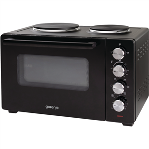 Gorenje, 30 L, 3200 W, black - Mini oven with 2 hotplates OM30GBX