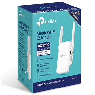 TP-Link RE315, AC1200, baltas - Wi-Fi ryšio stiprintuvas