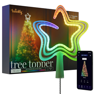 Twinkly Tree Topper, RGB, 76 LED, USB-C, balta, - Išmanioji Kalėdų eglutės dekoracija TWTT030SPP-GUSB