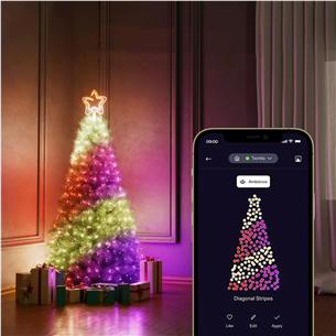 Twinkly Tree Topper, RGB, 76 LED, USB-C, balta, - Išmanioji Kalėdų eglutės dekoracija