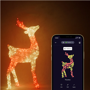 Twinkly Reindeers Stag, RGB, IP44, skaidri - LED dekoratyvinė lempa