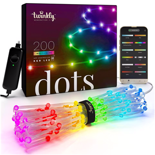 Twinkly Dots, 200 LED, IP20, 10 m, skaidri – Išmanioji lempučių girlianda