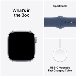 Apple Watch Series 10 GPS, 42 mm, sport band, S/M, silver aluminium / denim - Išmanusis laikrodis