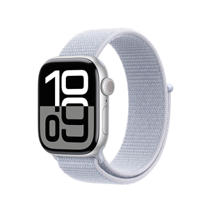 Apple Watch Series 10 GPS, 42 мм, sport loop, серебристый алюминий / голубой - Смарт-часы