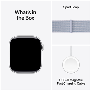 Apple Watch Series 10 GPS, 42 mm, sport loop, silver aluminium / blue cloud - Smart watch