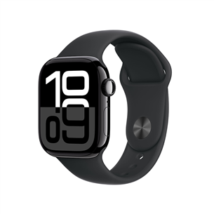 Apple Watch Series 10 GPS, 42 мм, sport band, S/M, черный алюминий / черный - Смарт-часы MWWE3ET/A