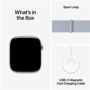 Apple Watch Series 10 GPS, 46 mm, sport loop, silver aluminium / blue cloud - Smart watch