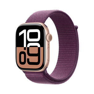 Apple Watch Series 10 GPS, 46 mm, sport loop, rose gold aluminium / plum - Smart watch MWWV3ET/A