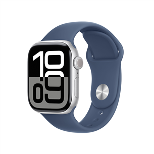 Apple Watch Series 10 GPS + Cellular, 42 мм, sport band, S/M, серебристый алюминий / синий - Смарт-часы