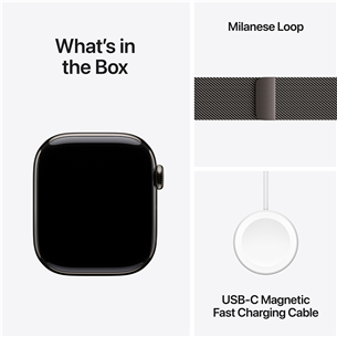 Apple Watch Series 10 GPS + Cellular, 42 mm, Milanese loop, slate titanium / slate - Smart watch