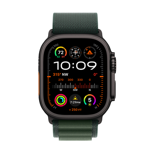 Apple Watch Ultra 2, 49 мм, Alpine Loop, Large, черный титан / темно-зеленый - Смарт-часы