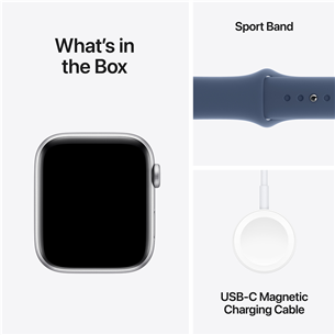 Apple Watch SE, 44 mm, GPS, sport band, S/M, silver aluminium / denim - Išmanusis laikrodis