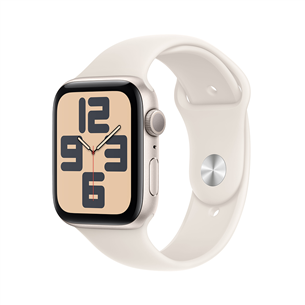 Apple Watch SE, 44 mm, GPS, sport band, S/M, starlight aluminium / starlight - Išmanusis laikrodis MXEU3ET/A