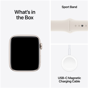 Apple Watch SE, 44 mm, GPS, sport band, S/M, starlight aluminium / starlight - Išmanusis laikrodis