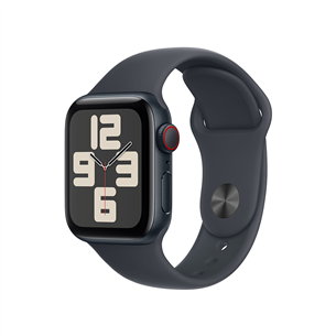 Apple Watch SE, 40 mm, GPS + Cellular, sport band, S/M, midnight aluminium / midnight - Išmanusis laikrodis