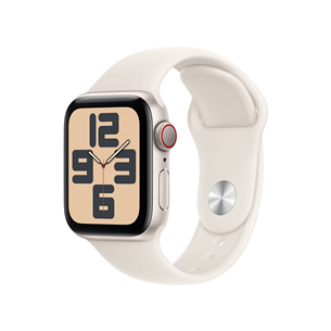 Apple Watch SE, 40 mm, GPS + Cellular, sport band, S/M, starlight aluminium / starlight - Išmanusis laikrodis MXGJ3ET/A