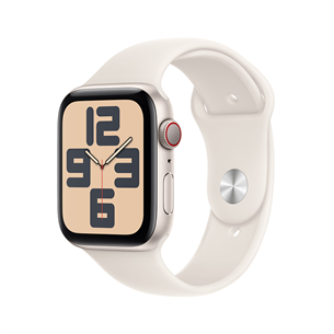 Apple Watch SE, 44 mm, GPS + Cellular, sport band, S/M, starlight aluminium / starlight - Išmanusis laikrodis