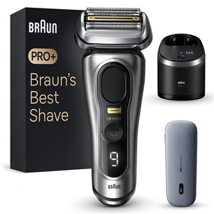 Braun Series 9 Pro+ Wet & Dry, 6-in-1 SmartCare centre and PowerCase, sidabrinis - Skustuvas