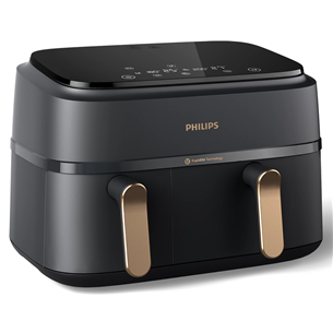 Philips 3000 Series Dual Basket Airfryer, 9 L, 2750 W, juoda - Karšto oro gruzdintuvė NA352/00