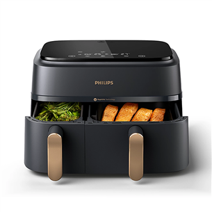 Philips 3000 Series Dual Basket Airfryer, 9 L, 2750 W, juoda - Karšto oro gruzdintuvė