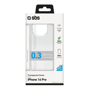 SBS Skinny cover, iPhone 16 Pro, skaidrus - Dėklas