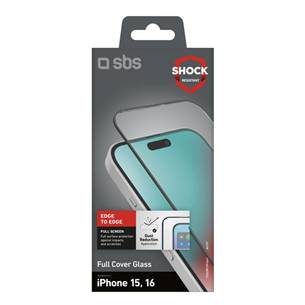 SBS Full Cover Glass Screen Protector, iPhone 16 / 15 - Защитное стекло