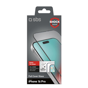 SBS Full Cover Glass Screen Protector, iPhone 16 Pro - Ekrano apsauga