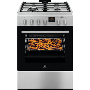 Electrolux 600 Series SteamBake, 58 L, width 60 cm, stainless steel - Gas cooker with electric oven