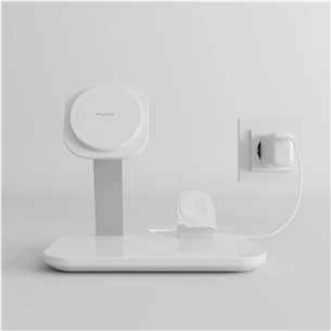 Puro Mag Station 3-in-1 Desk Stand, MagSafe, Qi2, white - Charging dock