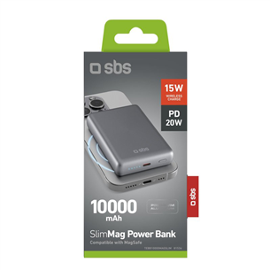 SBS SlimMag, 10000 mAh, gray - Power bank