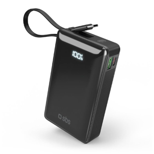 SBS LCD Power Bank, 20000 mAh, black - Power bank TTBB20000LCDTCPD20K