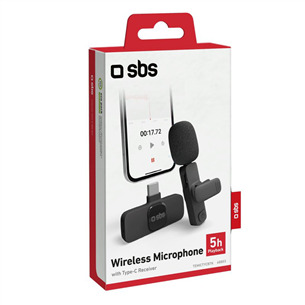 Belaidis mikrofonas SBS Wireless Microphone, USB-C, juodas