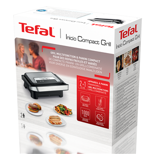 Tefal Inicio Compact, 1000 W, nerūdijančio plieno - Elektrinis grilius