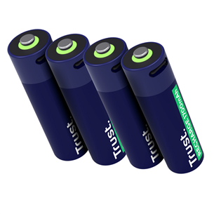 Trust USB-C rechargeable AA batteries, 4 шт. - Перезаряжаемые батарейки