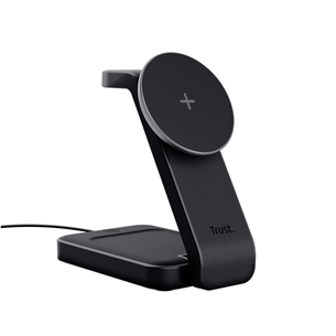 Trust Viro 3-in-1 Wireless Magnetic Charge Stand, Qi, black - Wireless charging dock 25464