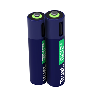 Trust USB-C rechargeable AAA batteries, 2 шт. - Перезаряжаемые батарейки 25585