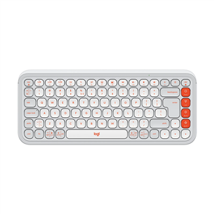 Belaidė klaviatūra Logitech POP Icon Keys, US, balta/oranžinė 920-013072