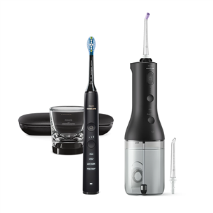 Irigatorius + elektrinis dantų šepetėlis Philips Sonicare Cordless Power Flosser, juodas HX3886/43