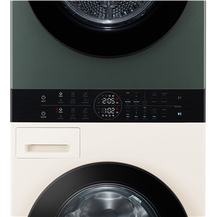 LG, 12 kg + 10 kg, depth 66 cm, 1400 rpm, beige/green - Washing machine + Dryer