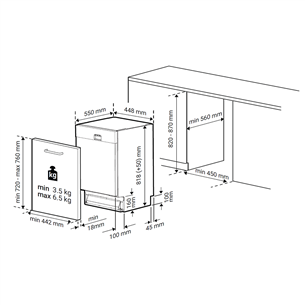 Beko, 10 place settings - Built-in dishwasher