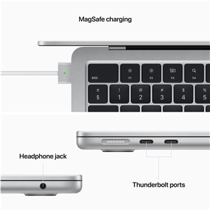 Nešiojamas kompiuteris Apple MacBook Air 13 (2022), M2 8C/8C, 8 GB, 256 GB, RUS, silver