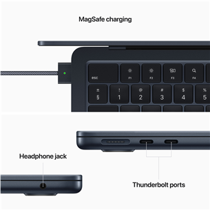 Nešiojamas kompiuteris Apple MacBook Air 13" (2024), M3 8C/10C, 24 GB, 512 GB, ENG, midnight