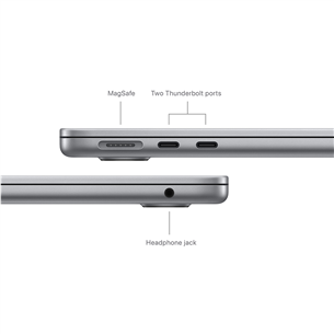 Nešiojamas kompiuteris Apple MacBook Air 13'' (2024), M3 8C/10C, 24 GB, 512 GB, SWE, space gray